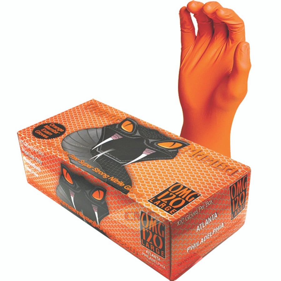Orange Mamba OMG110 5.75 mil Nitrile Gloves, Medium