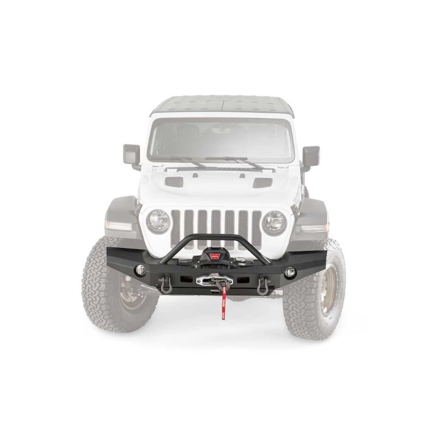 Warn Front Winch Elite Full Width Bumper With Grille Guard for 20-23 Jeep Wrangler and Gladiator JL and JT