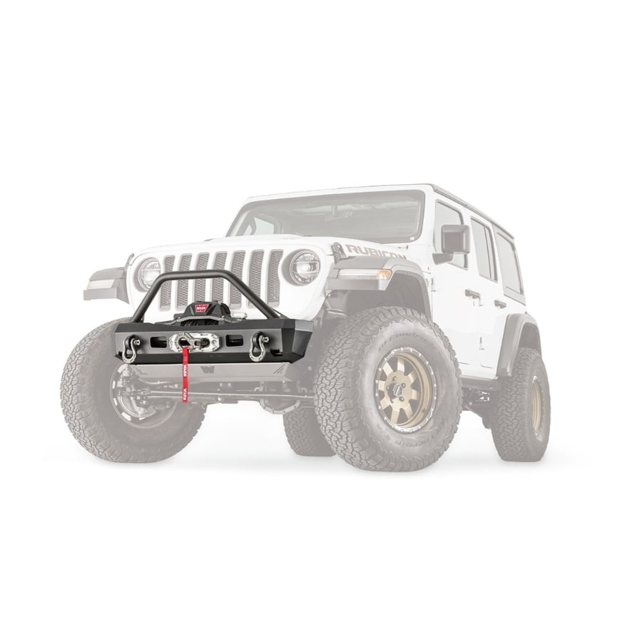 Warn Front Winch Elite Stubby Bumper With Grille Guard for 20-23 Jeep Wrangler and Gladiator JL and JT