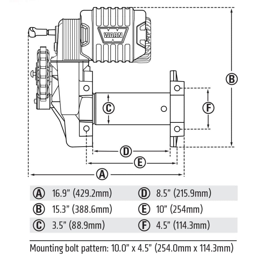 Warn M8274 Premium Series 10,000lb Winch With Steel Rope