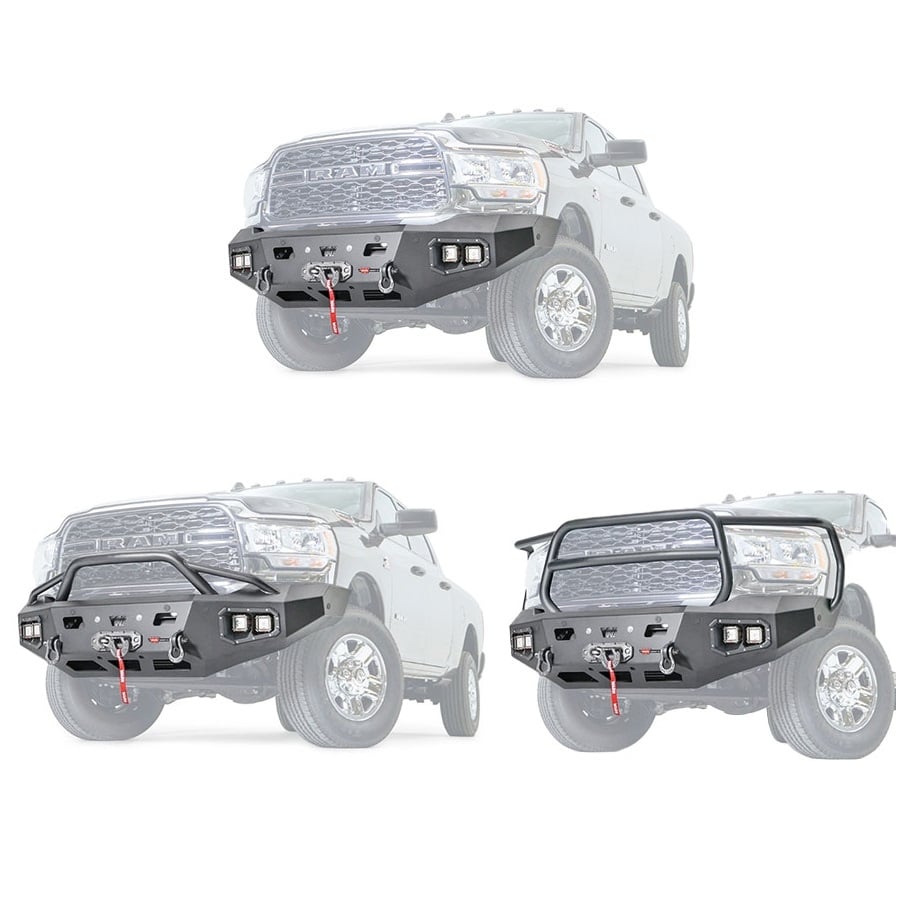 Warn Ascent HD Front Winch Bumpers for 19-23 Ram 2500 and 3500 and 4500 and 5500