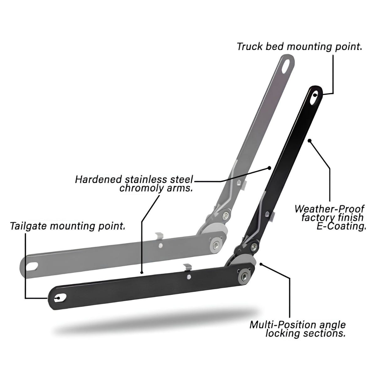 Gate King 8-position no-drill Tailgate Adjuster for Jeep Gladiator JT truck bed