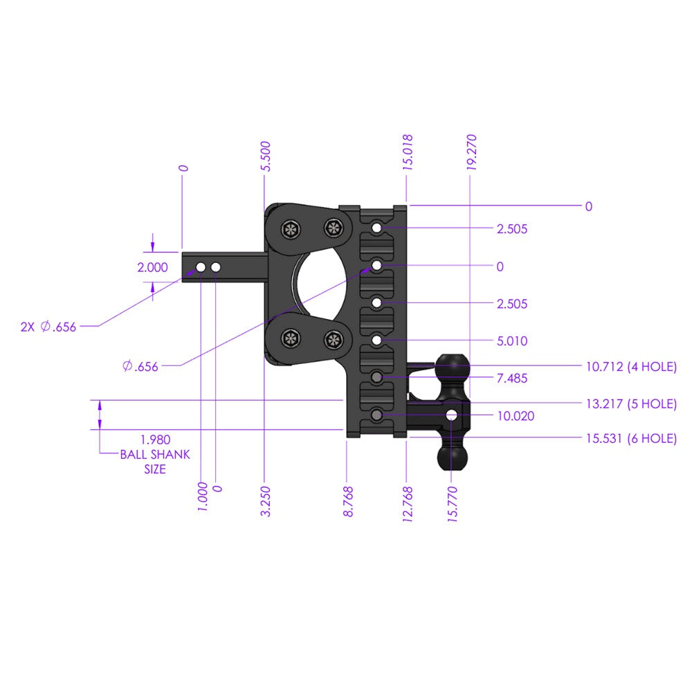 Gen-Y Hitch The Boss 16K Drop Hitch 2" Shank With Dual-Ball - 5" and 7.5" and 10" Drop
