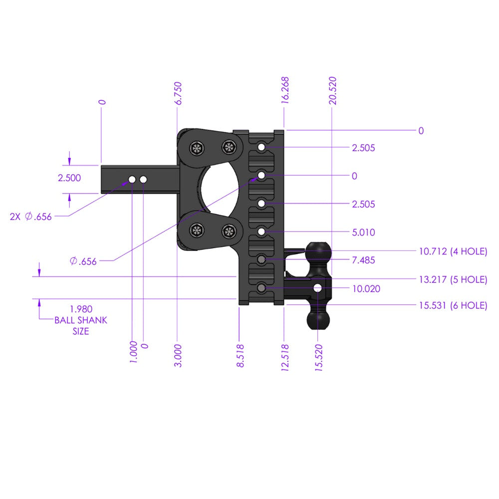 Gen-Y Hitch The Boss 21K Drop Hitch 2.5" Shank With Dual-Ball - 6" and 9" and 12" Drop