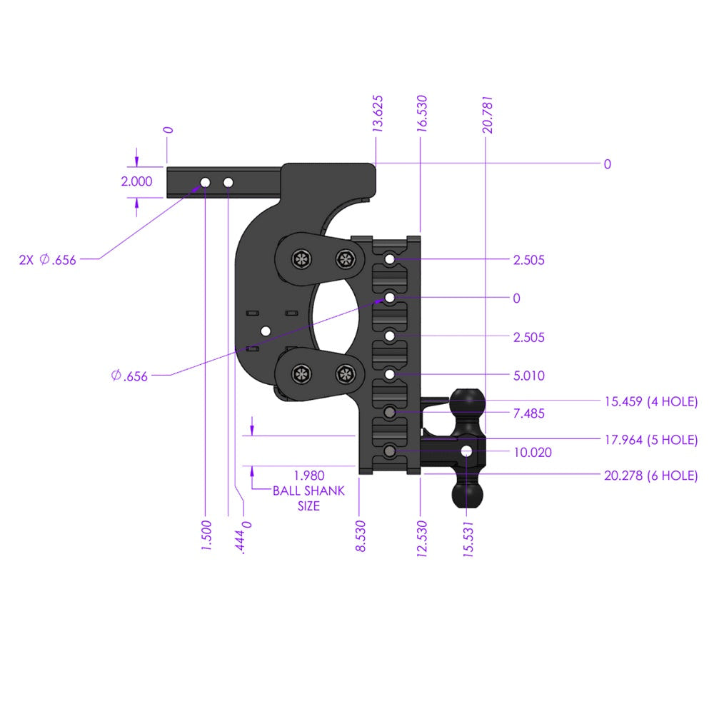 Gen-Y Hitch The Boss 21K Drop Hitch 2.5" Shank With Dual-Ball - 6" and 9" and 12" Drop
