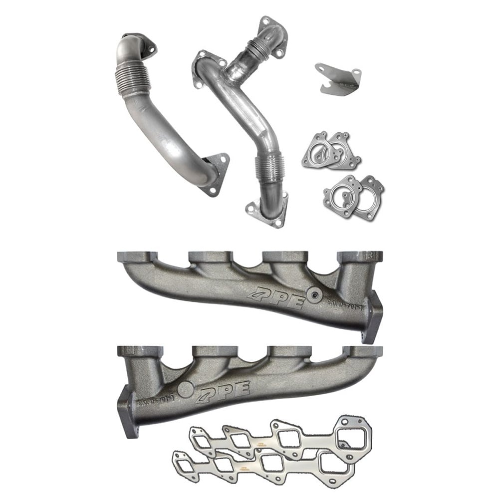 PPE High Flow Exhaust Manifolds with Up-Pipes-50 State Legal for 01-10 Duramax