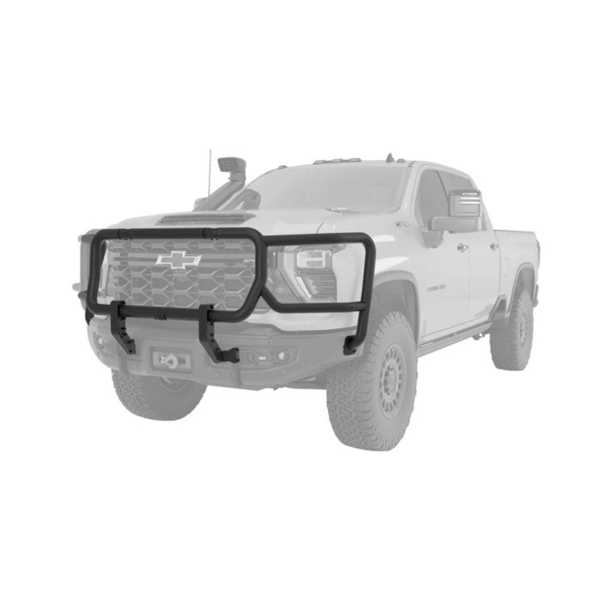 Front view AEV brush guard Silverado 2500HD 3500HD heavy duty steel off road impact protection