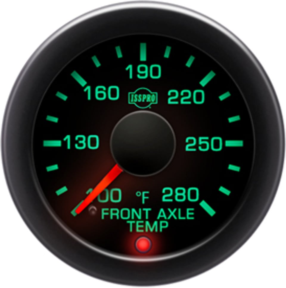 Isspro R17522 EV2 Front Axle Temperature Black Face Gauge