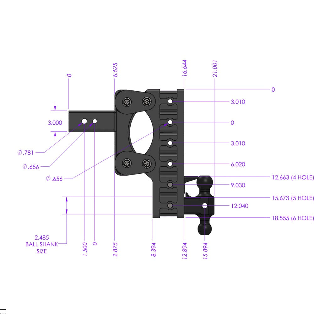 Gen-Y Hitch The Boss 21K Drop Hitch 3" Shank With Dual-Ball - 6" and 9" and 12" Drop