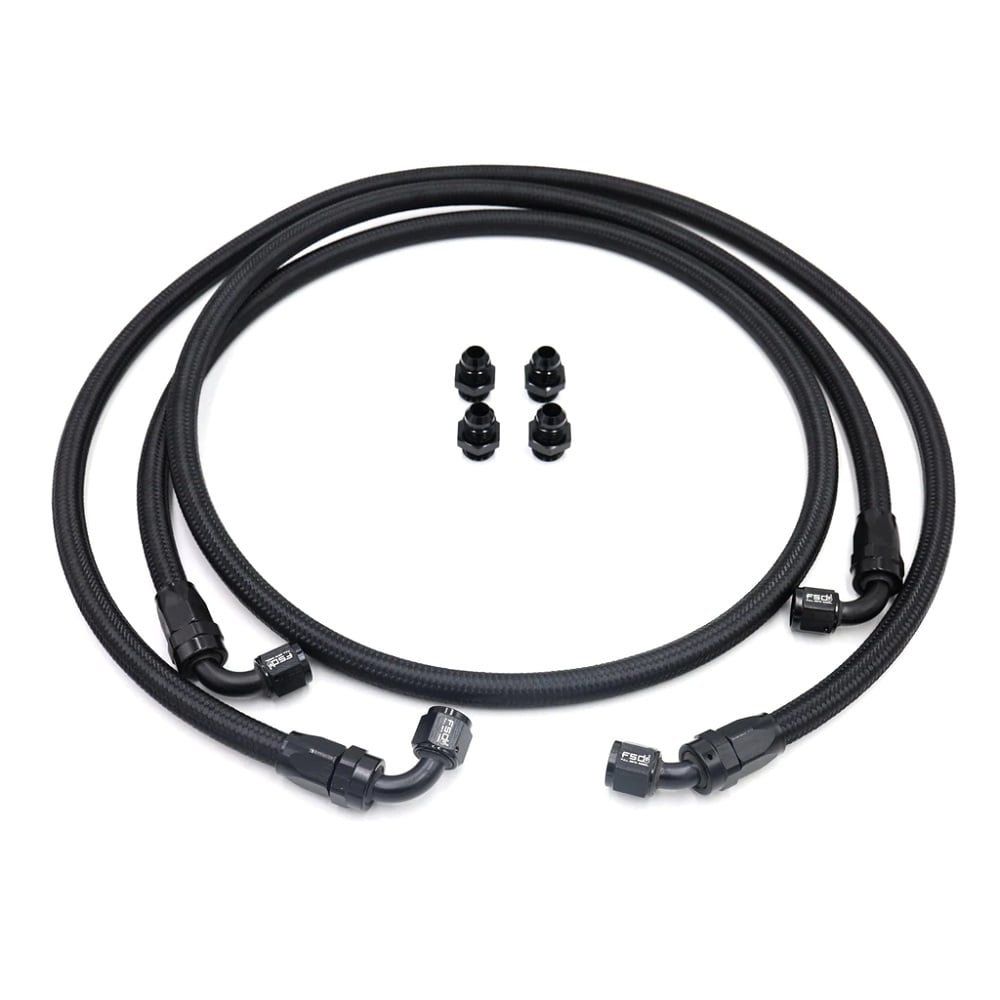 Full Send Diesel Black Braided Replacement 68RFE Bypass Transmission Line Kit for 13-18 Ram 6.7L Cummins