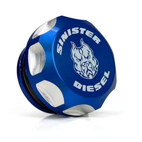 Sinister Diesel Blue Billet Fuel Cap for 13-23 Ram 6.7L Cummins