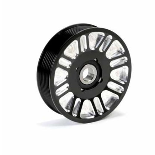 Fleece Upper Fan Pulley Idler Black Finish Contrast Cut for 03-18 Dodge 5.9L and 6.7L Cummins