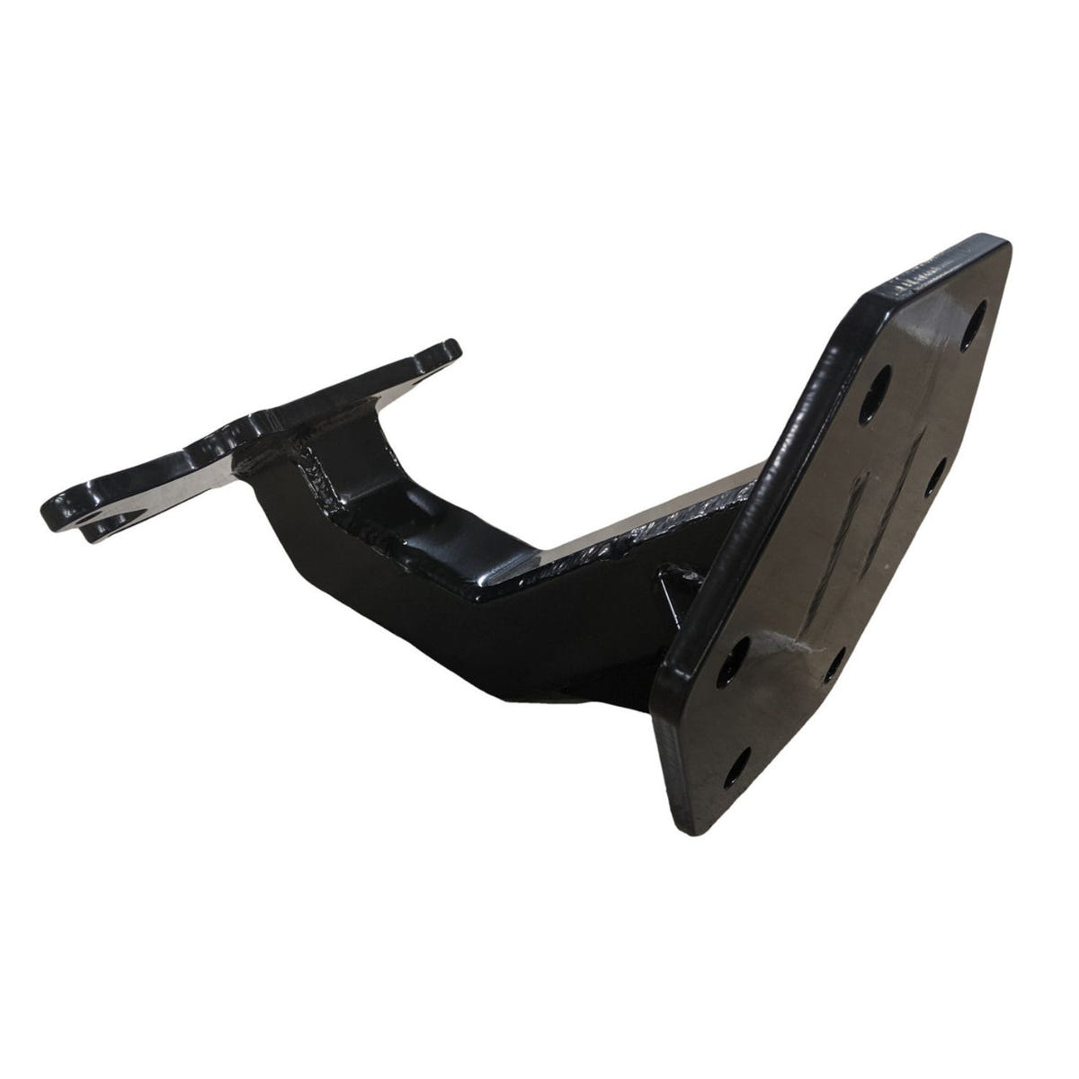 Heavy-duty steel side mount engine stand adapter for Ford Powerstroke diesel engines with gusseted construction and mounting hardware included