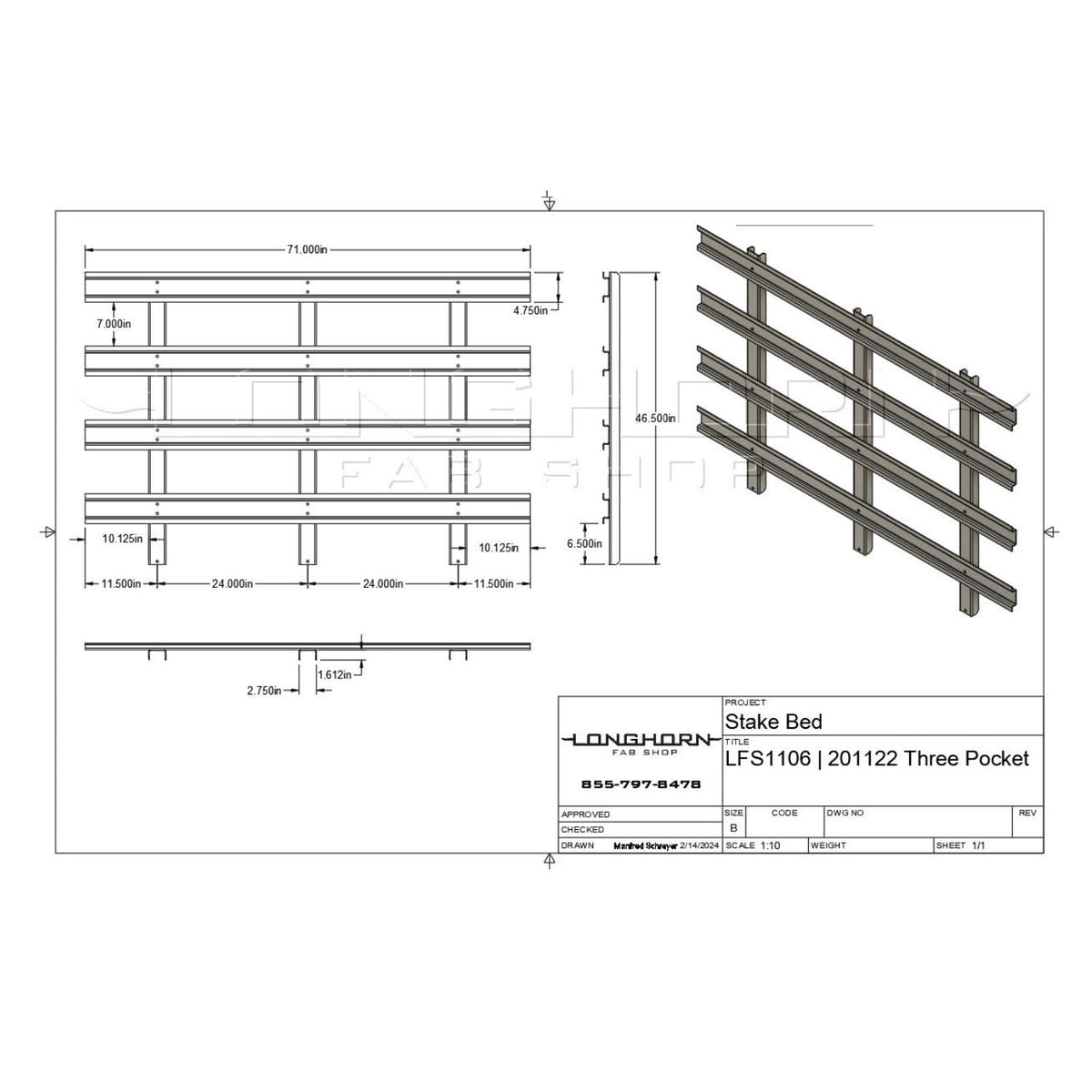 Longhorn Fab Shop Stainless Steel 2 Pocket Stake Bed Side Panels