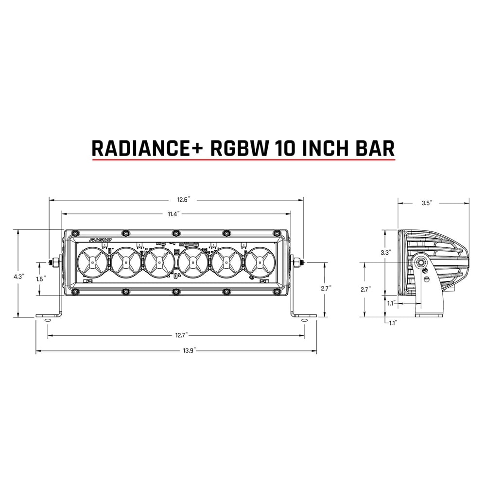 Rigid Industries Radiance Plus 10 Inch RGBW Light Bar
