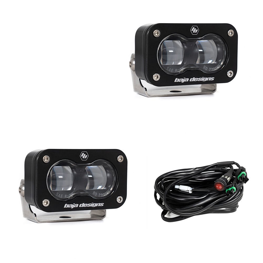 S2 SAE LED Auxiliary Light Pod Pair color Clear Amber