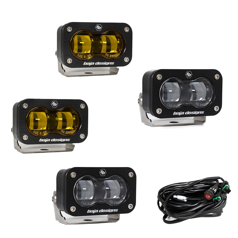 S2 SAE LED Auxiliary Light Pod Pair color Clear Amber