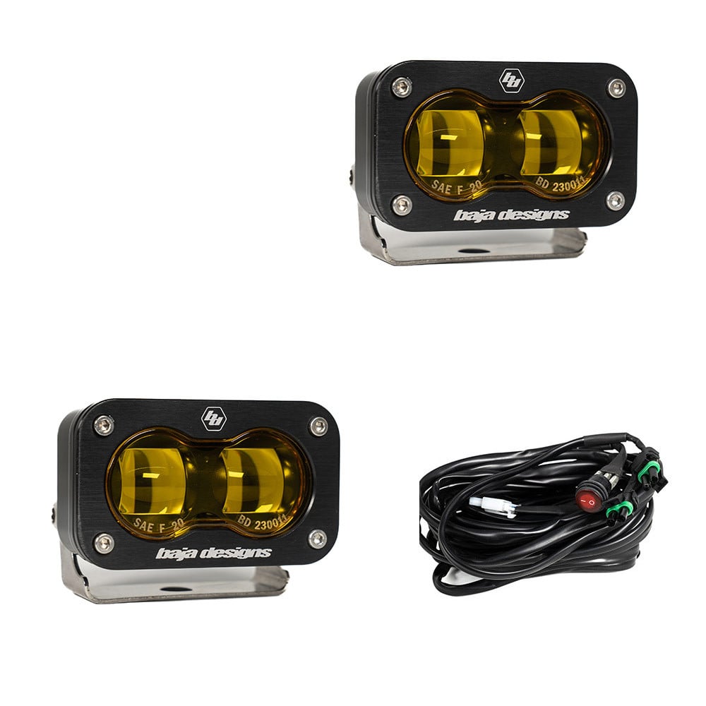 S2 SAE LED Auxiliary Light Pod Pair color Clear Amber