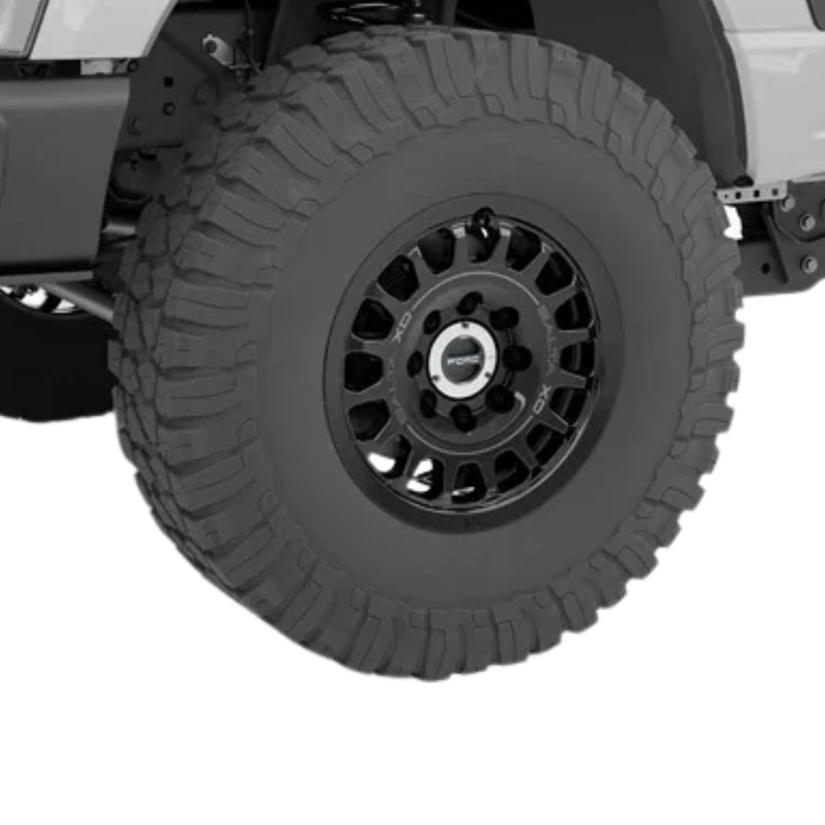 AEV Salta XD Gloss Black aluminum wheel featuring a rugged spoke design and paint-matched center cap