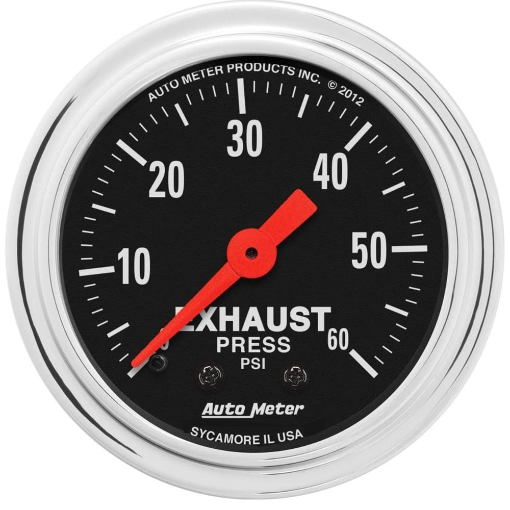 Auto Meter 2-1 and 16" Traditional Chrome Exhaust Pressure Gauge 0-60 PSI