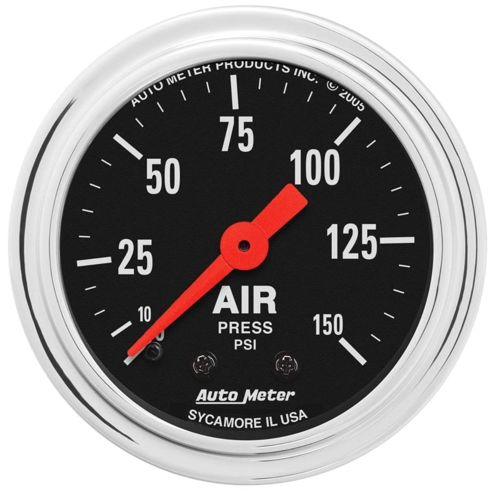 Auto Meter 2-1 and 16" Traditional Chrome Air Pressure Gauge 0-150 PSI