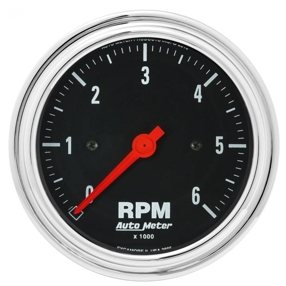 Auto Meter 3-3 and 8" Traditional Chrome In-Dash Tachometer 0-6,000 RPM
