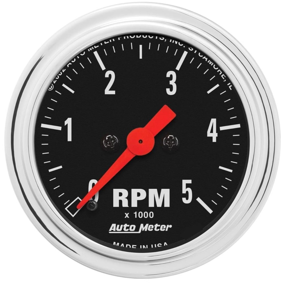 Auto Meter 2-1 and 16" Traditional Chrome In-Dash Tachometer 0-5,000 RPM