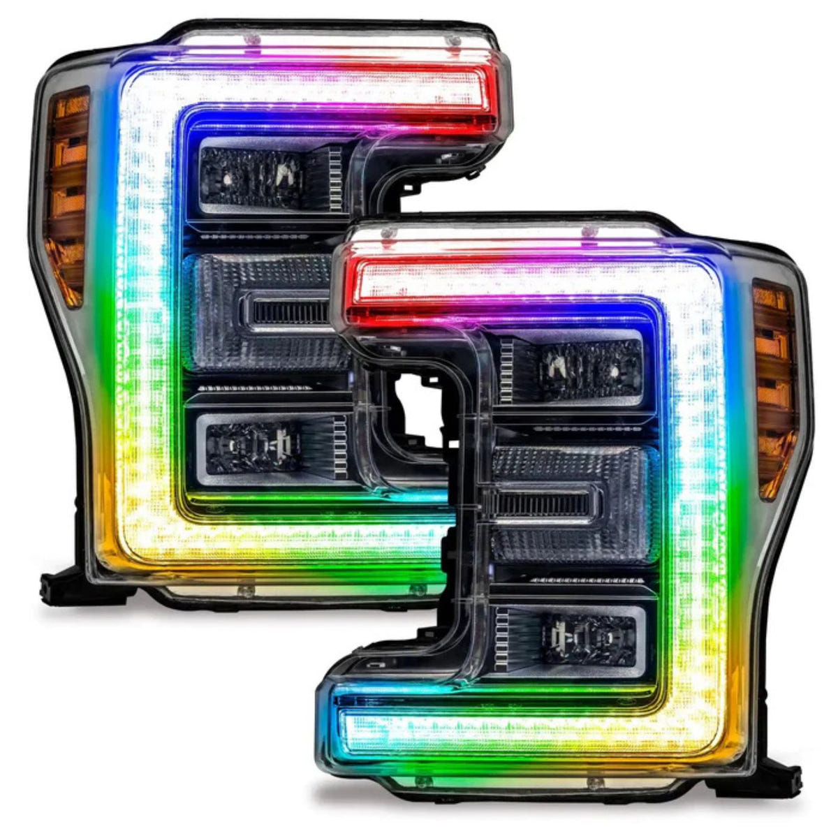 Ford F-250 and F-350 Super Duty headlights illuminated with ORACLE ColorSHIFT DRL upgrade kit