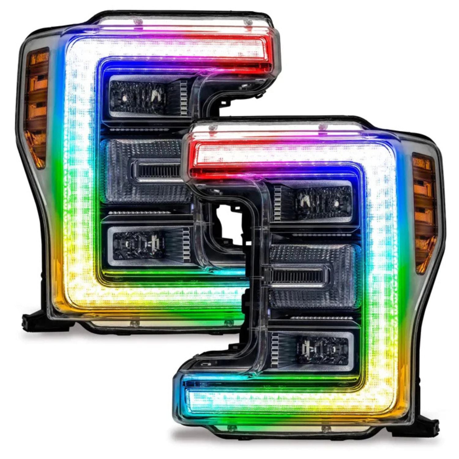 Ford F-250 and F-350 Super Duty headlights illuminated with ORACLE ColorSHIFT DRL upgrade kit