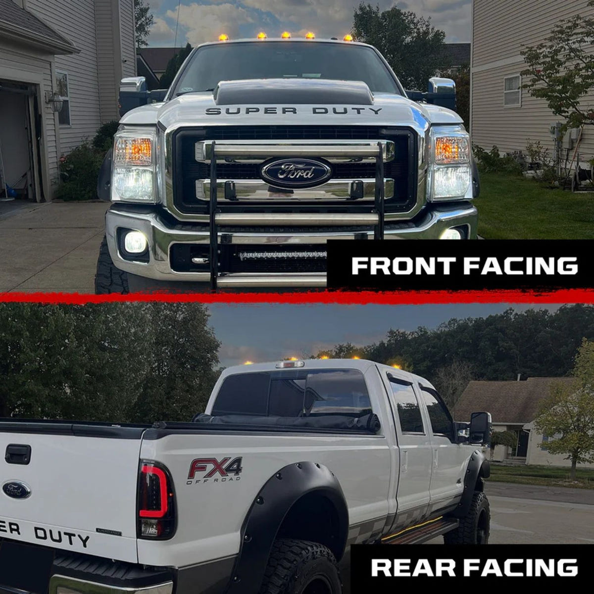 RECON 5 Piece LED Cab Light Set 2-Way Front &amp; Rear Facing for 99-16 Ford F-250 - F-550 SuperDuty
