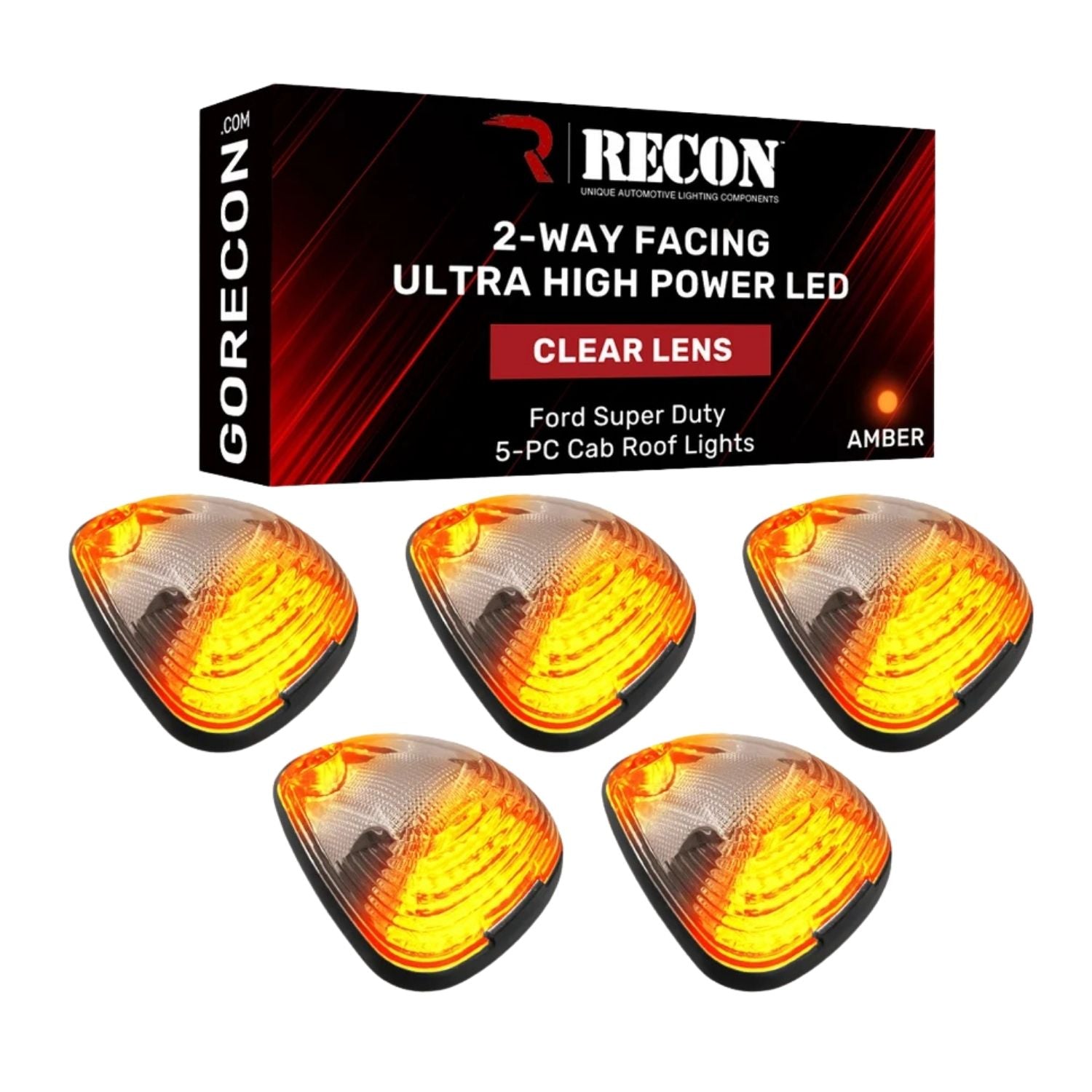 RECON 5 Piece LED Cab Light Set 2-Way Front & Rear Facing 99-16