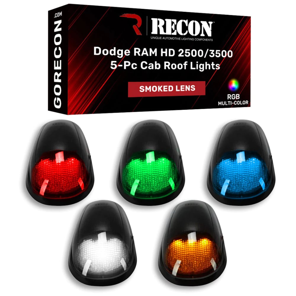 RECON 5 Piece Cab Roof Light RGB Multi-Colored LED's for 03-18 Ram 2500 and 3500