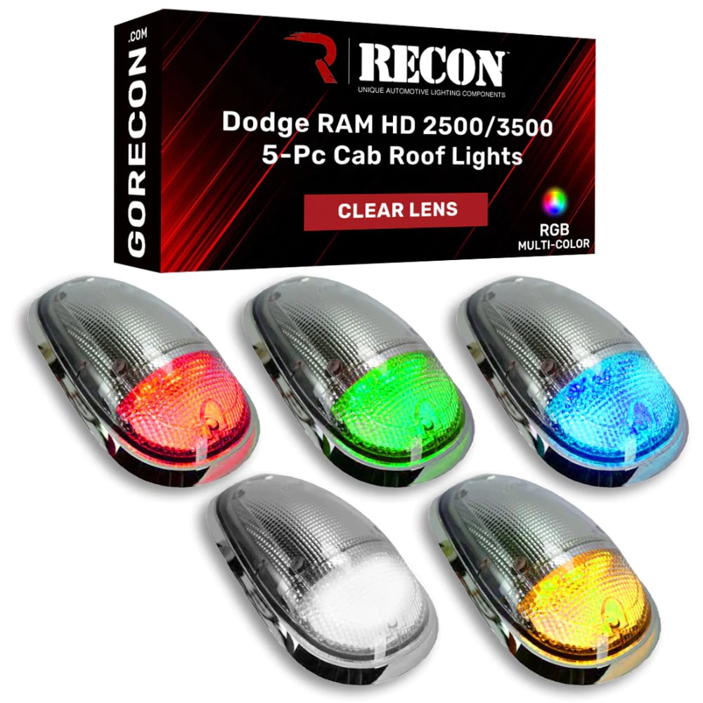 RECON 5 Piece Cab Roof Light RGB Multi-Colored LED's for 03-18 Ram 2500 and 3500