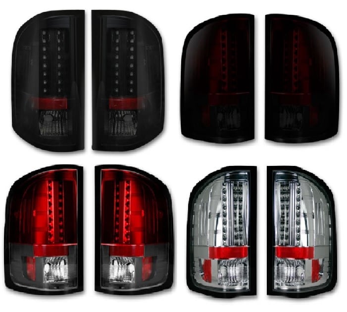 RECON LED Tail Lights 2007-13 Chevy Silverado and GMC Sierra 264175BK and BRK and RD and CL