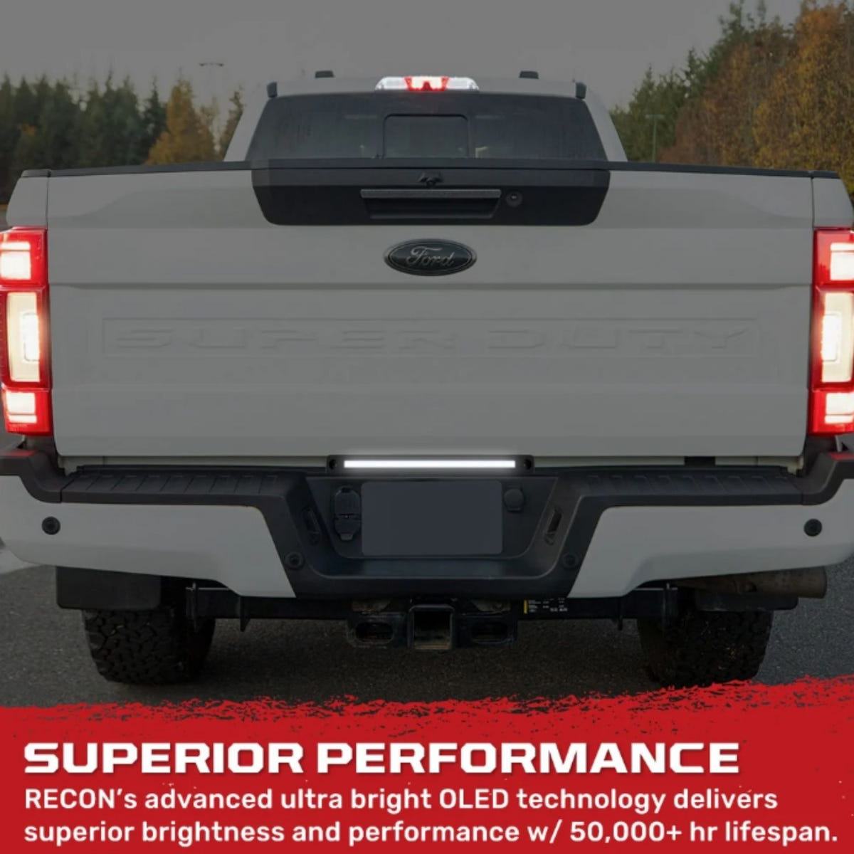 RECON 15 Inch Smoked Tailgate Light Bar with Red OLED and White LEDs