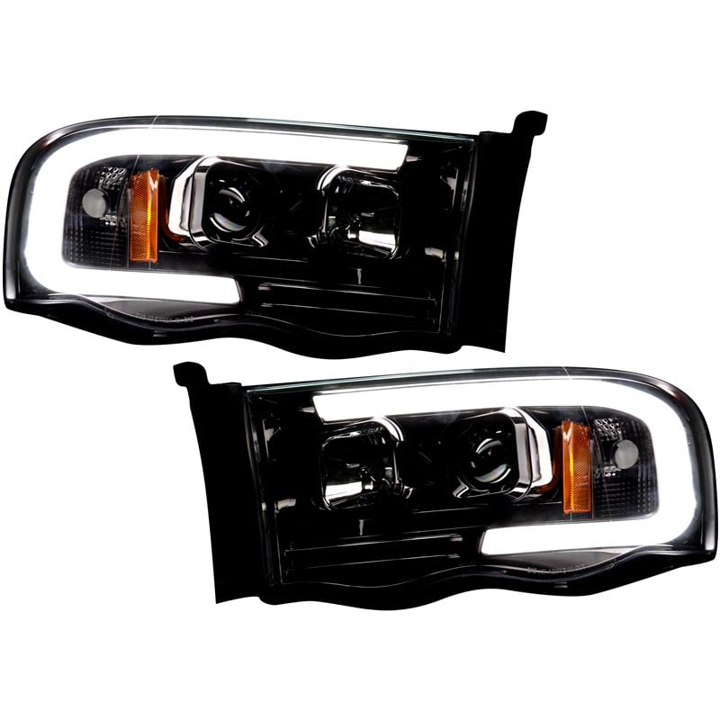 RECON Smoked Projector Headlights with OLED U-Bar for 02-05 Dodge Ram 264191BKC