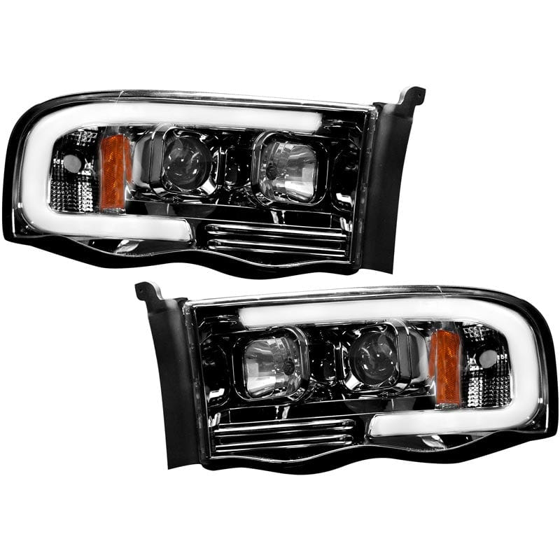 RECON Smoked Projector Headlights with OLED U-Bar for 02-05 Dodge Ram 264191BKC