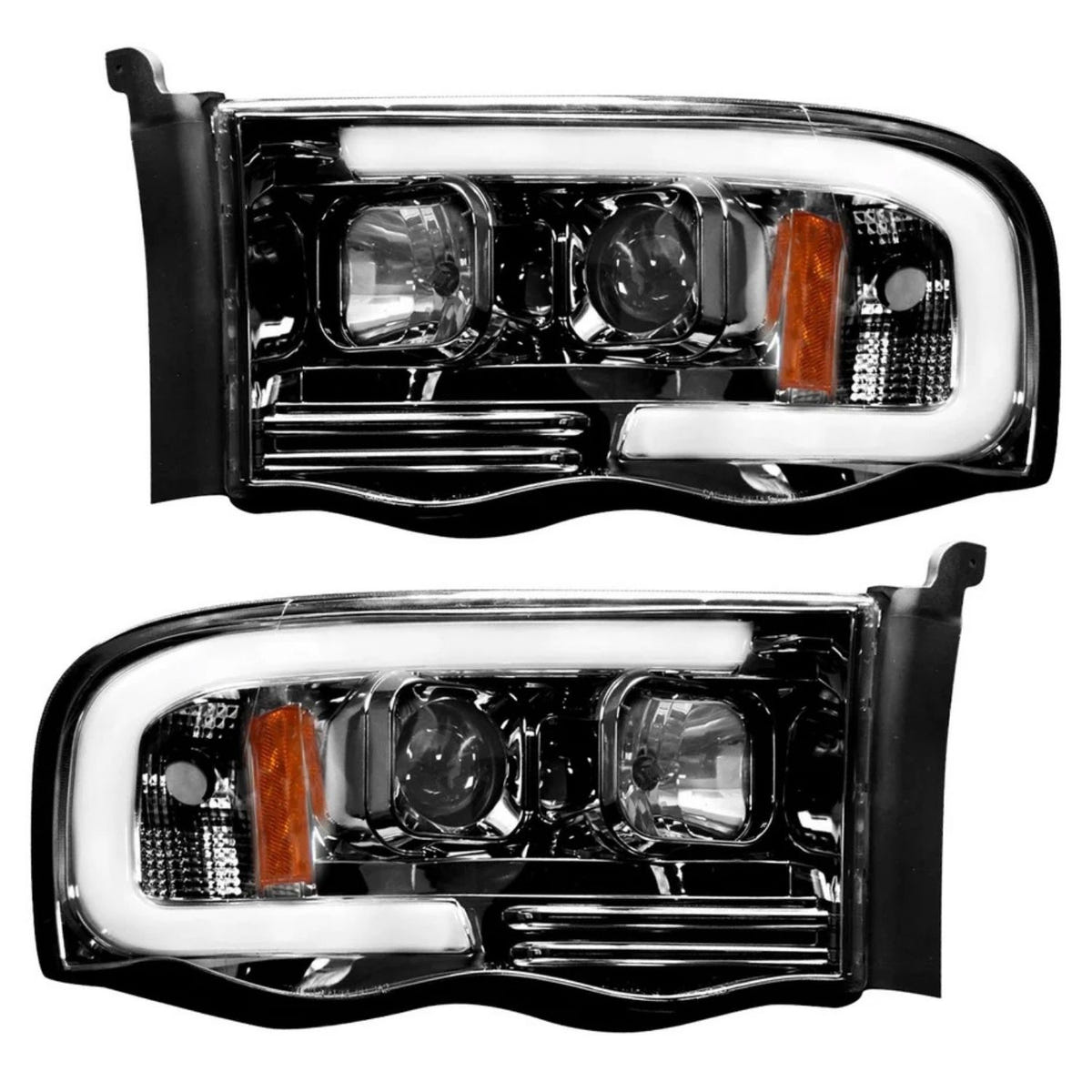 RECON Projector Headlights with OLED Halos for 2002-2005 Ram 1500 2500 and 3500