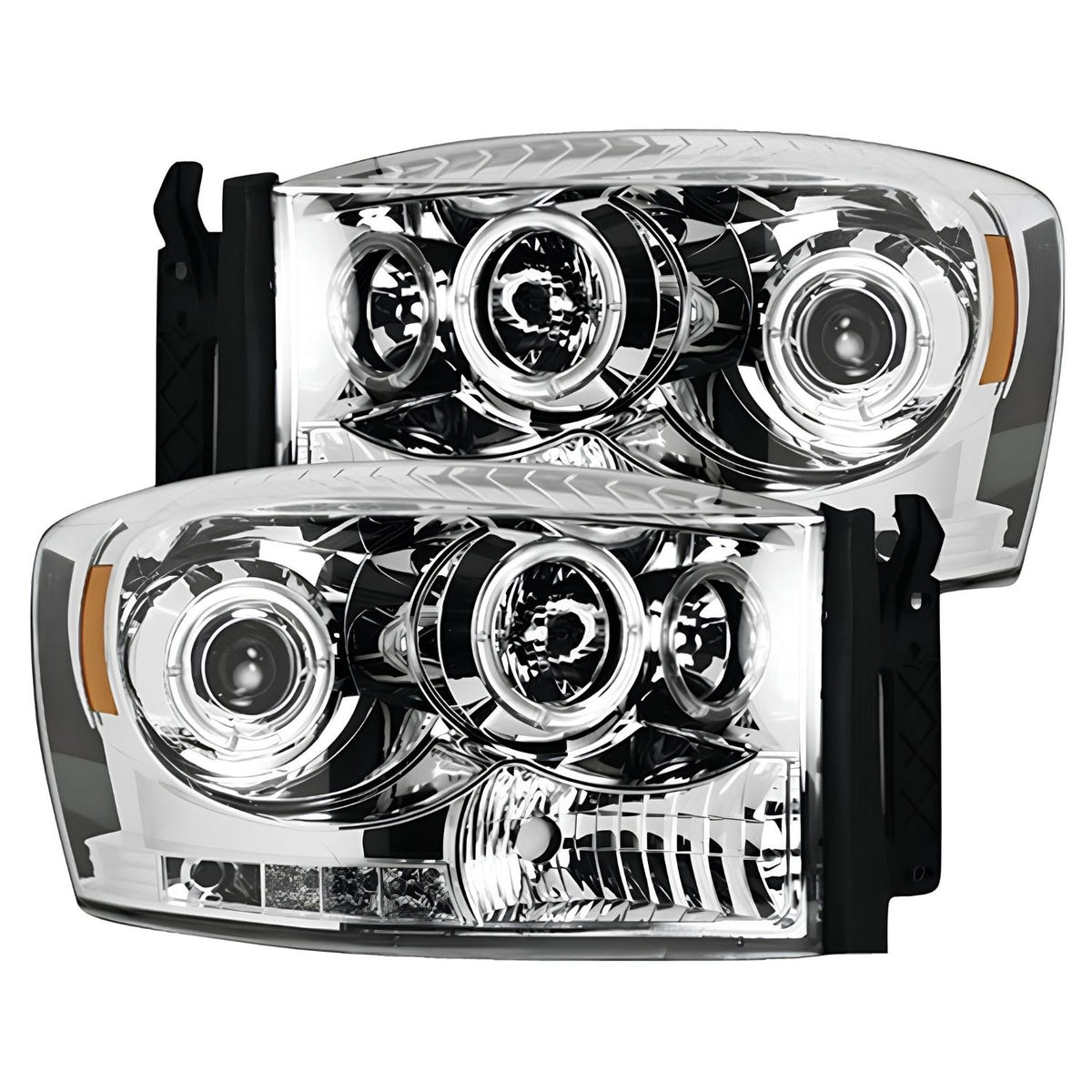 RECON Clear Projector Headlights with CCFL Halos for 2006-2009 Dodge Ram