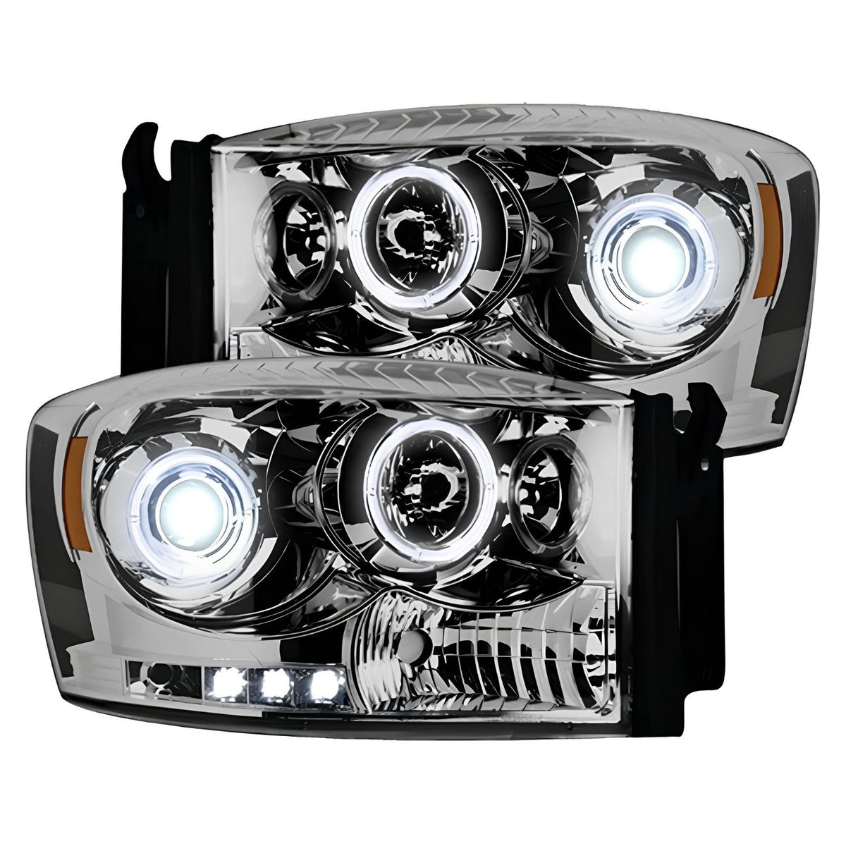 RECON Clear Projector Headlights with CCFL Halos for 2006-2009 Dodge Ram