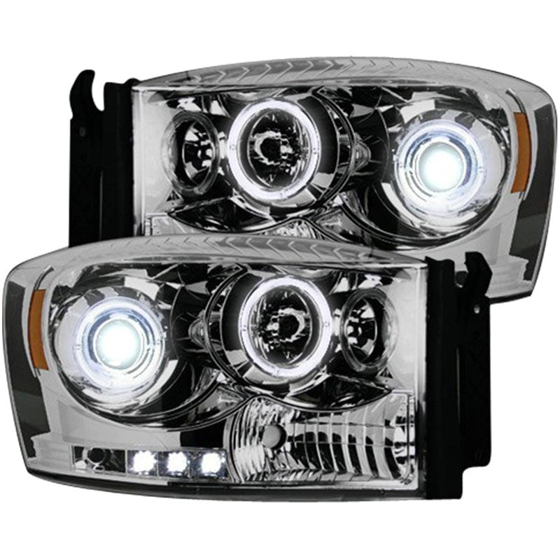 RECON Clear Projector Headlights with CCFL Halos for 06-09 Dodge Ram