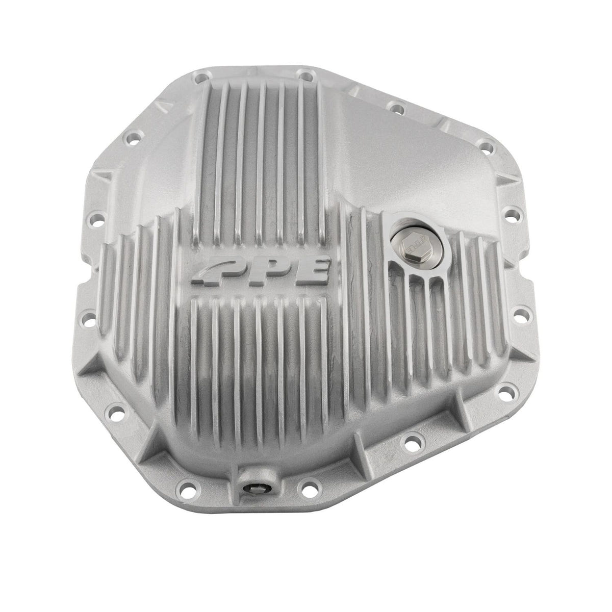 Raw aluminum finish Ford Super Duty rear differential cover heavy-duty cast aluminum design