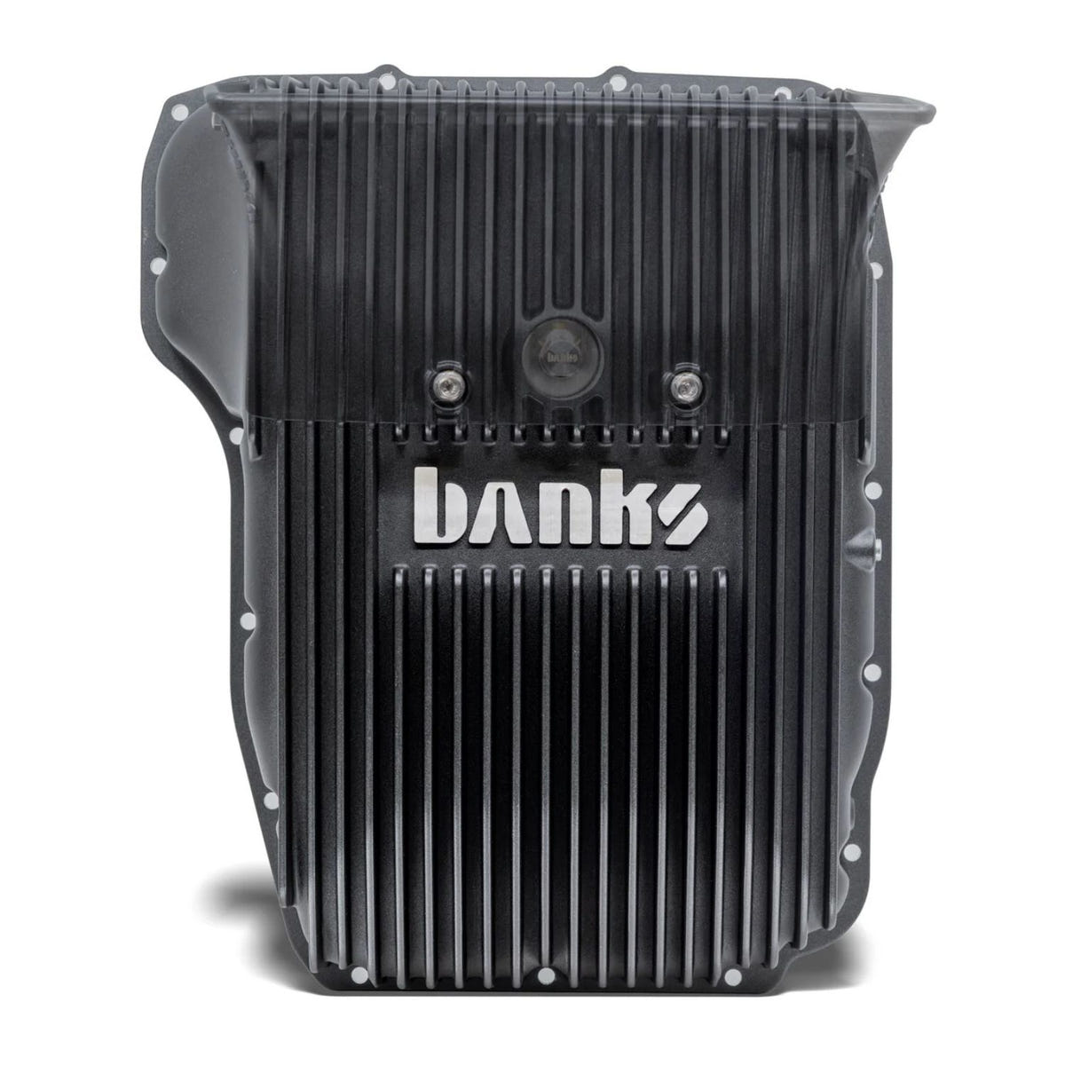 Die-cast aluminum transmission pan with Ram-Air scoop