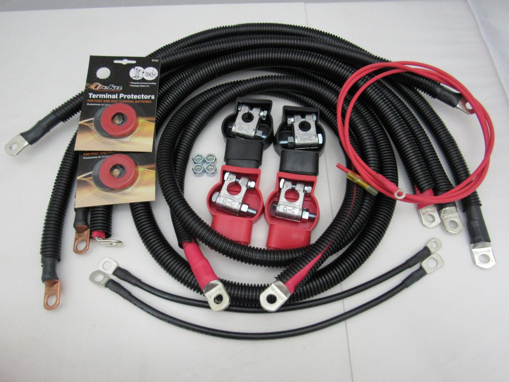 Custom Battery Cables Replacement Battery Cable Set for 08-10 Ford 6.4L Powerstroke