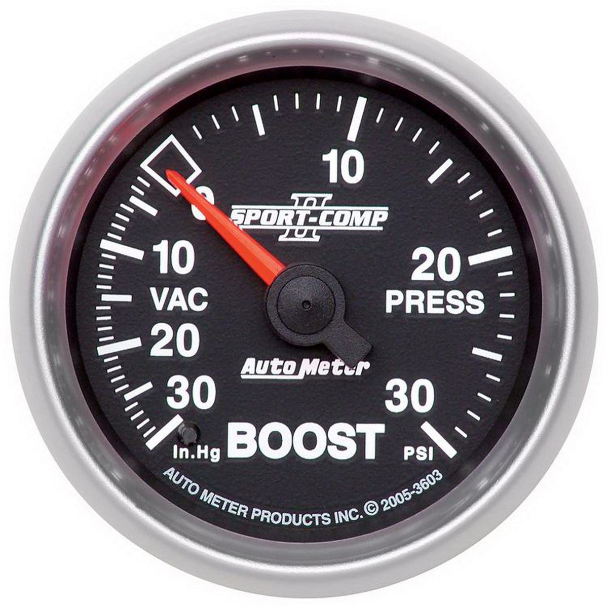 Auto Meter SPORT-COMP II Boost/Vacuum 30 IN HG/30 PSI Gauge