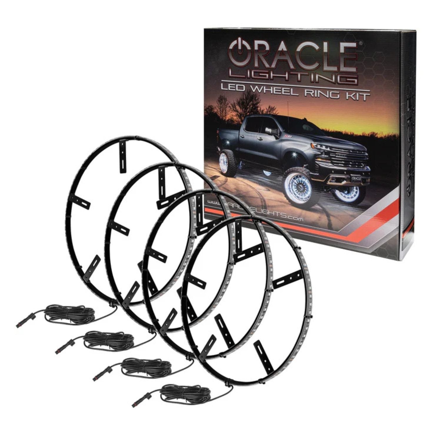 Universal-fit aluminum wheel ring LED kit designed for brake mount halo lighting effect on any build