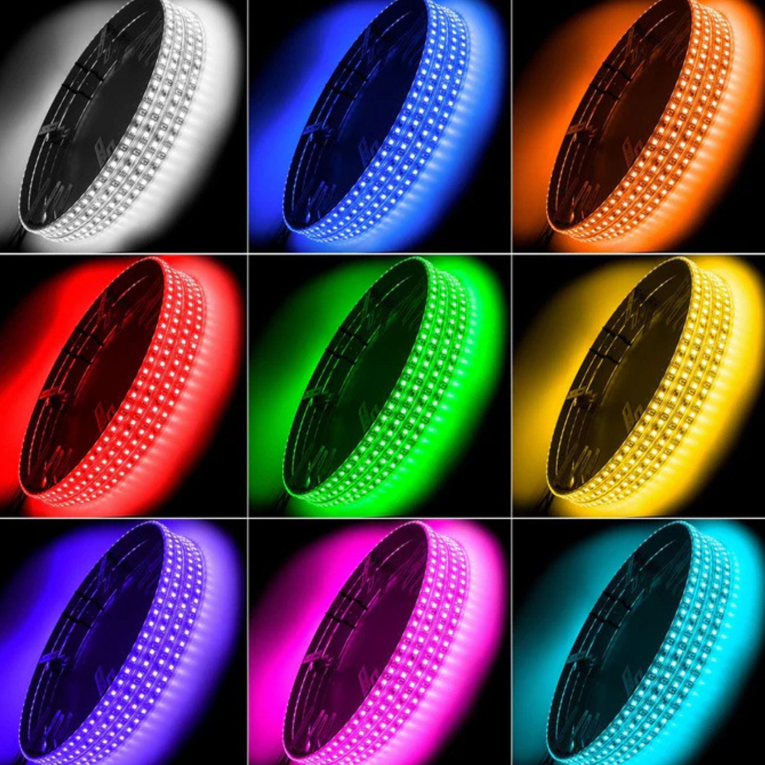 ORACLE wheel rings compatible with Bluetooth BC2 controller for app-based RGB lighting and music sync effects