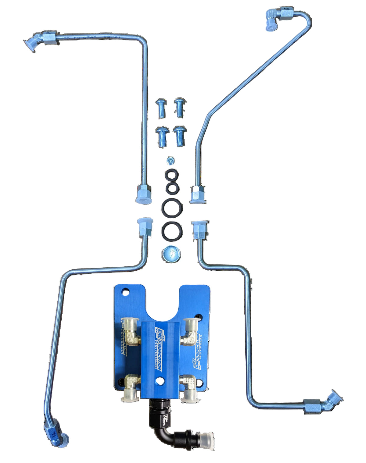 CNC Fabrication High Flow 4 Line Fuel Feed Kit &amp; Fuel Bowl Delete for 94-Early 99 Ford 7.3L Powerstroke
