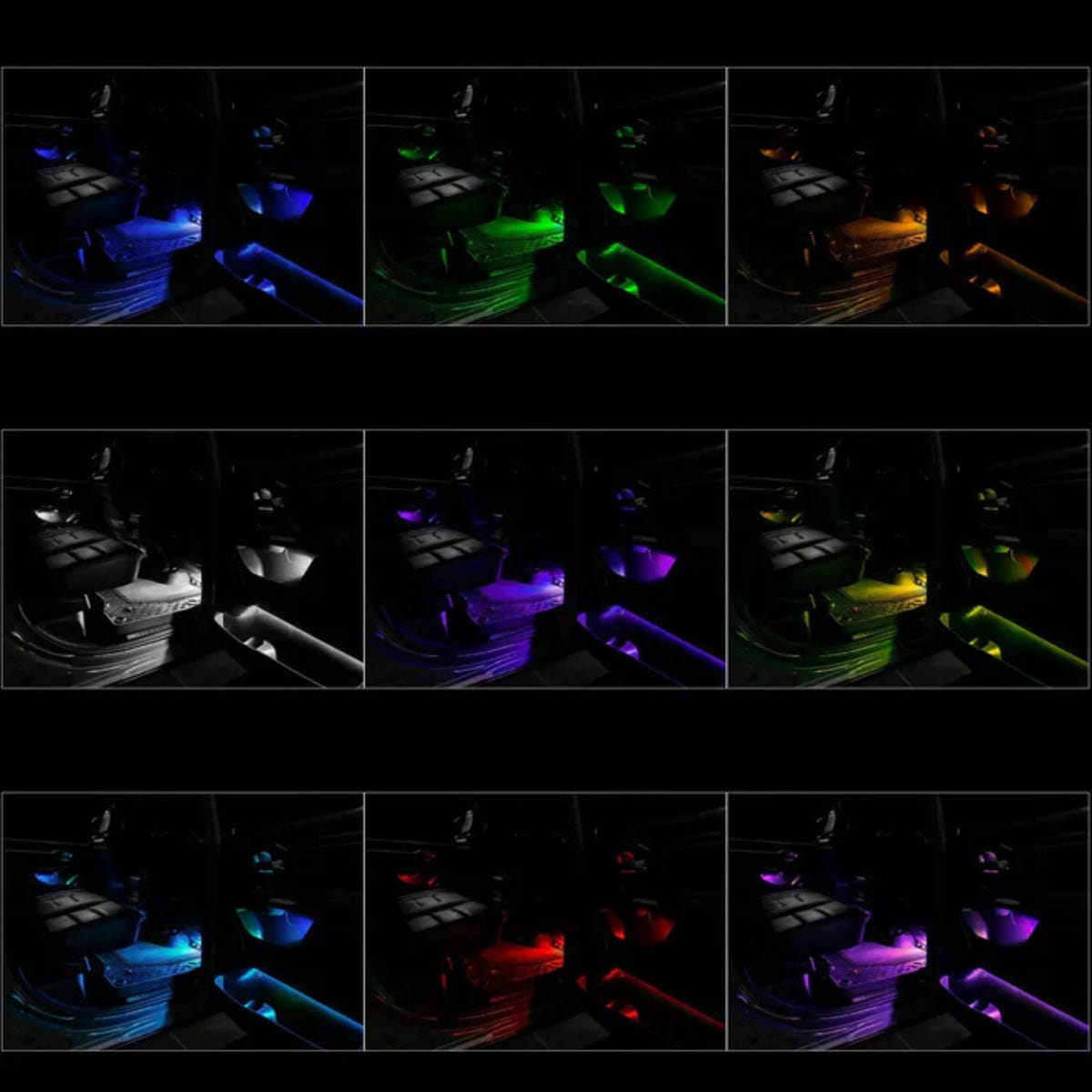 RAM interior RGB ambient lighting dashboard close up showing ColorSHIFT glow