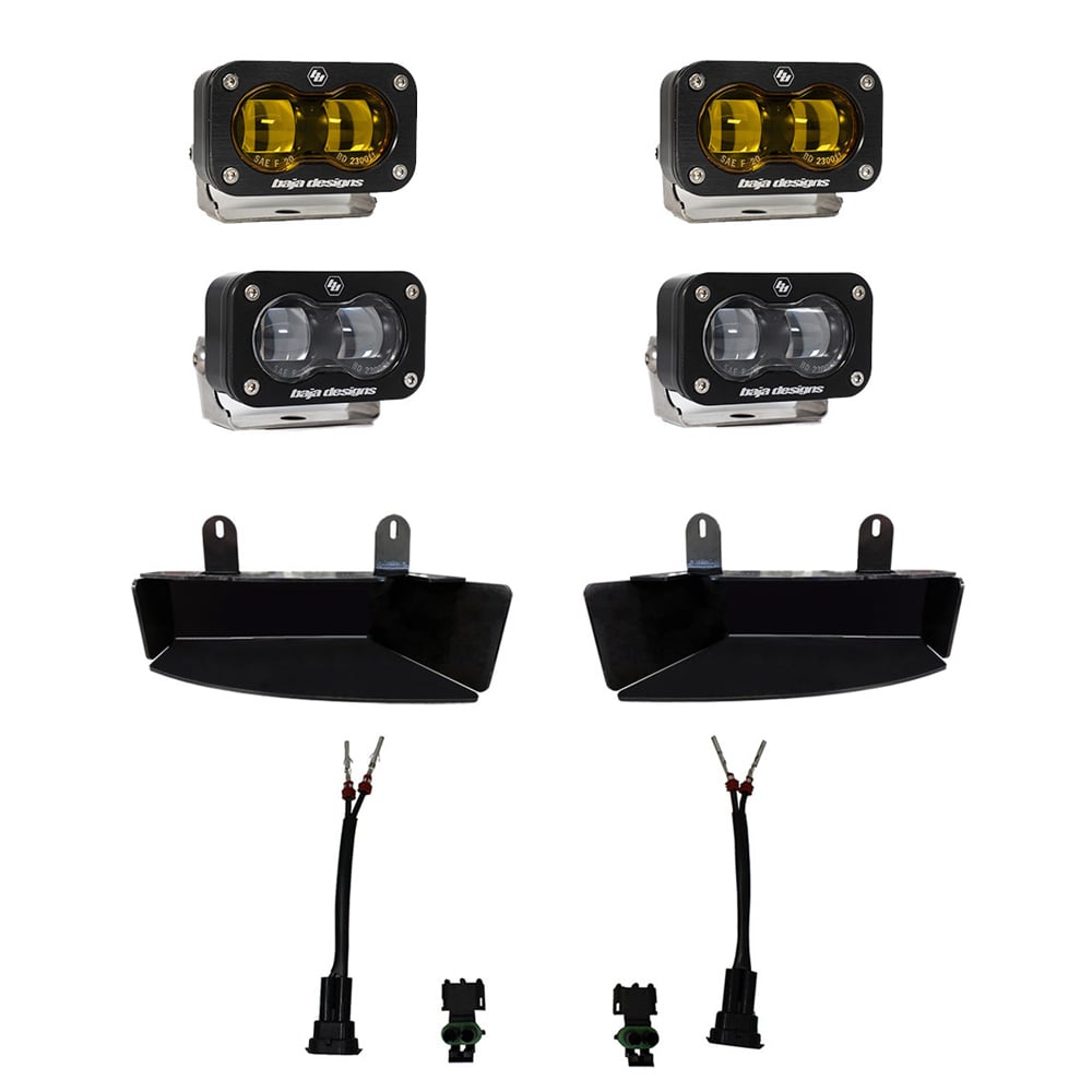S2 SAE Fog Pocket Light Kit color Clear Amber made for 19-22 RAM 2500 and 3501